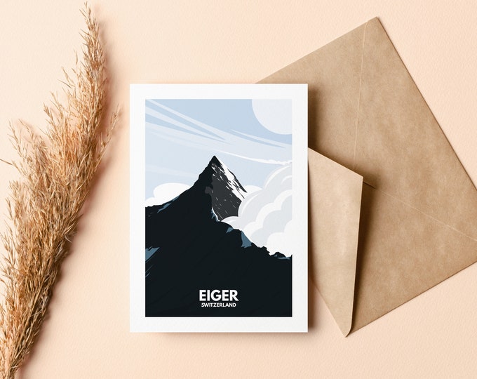 Eiger Greeting Card - Greeting Cards - Blank Inside - Illustration - Birthday - Anniversary - Mothers Day - Fathers Day - Alps