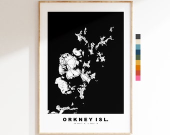 Orkney Map Print - Minimalist City Map Poster - Map Art - Scotland - Orkney Islands Print - Orkney Poster - Different Colours Available