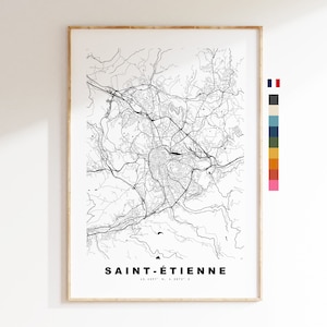Saint-Étienne Stadtplan-Druck – minimalistischer Stadtplan – Karten-Wandkunst – Drucke oder gerahmte Drucke