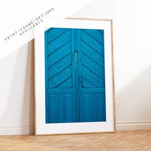 Blue Door Photography Print - Greece - Print - Poster - Santorini Photography - Greece Wall Art - Santorini Blue - Blue Wall Art Print