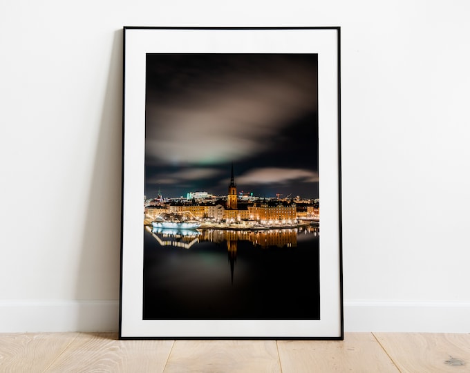 Stockholm Night View - Riddarholmen - Photography Print - Fine Art Photography - Nightscape - Skyline - Minimalist - Contemporary