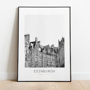 Edinburgh City Poster Print - Black and White Minimalist City Print - Coordinates - Edinburgh Poster - Edinburgh Art Print - Scotland - Gift