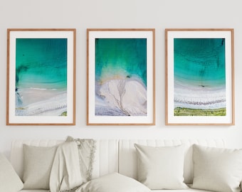 Turquoise Coastal Print Set - Coastal Photography Print Set - Coastal Wall Art - Modern - Minimalist - Pastel - Blue - Teal - Bathroom