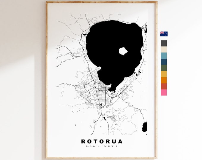 Rotorua Map Print - City Map Poster - Map Wall Art - New Zealand City Maps - Rotorua Print - Rotorua Poster - Minimalist City Map