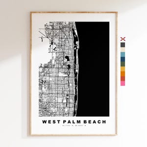 West Palm Beach Stadsplattegrond Print - kaartprint - kaartkunst - prints of ingelijste prints - minimalistisch - Verenigde Staten