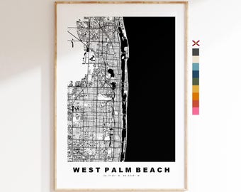 West Palm Beach Map Print - City Map Poster - Map Art - USA City Maps - West Palm Beach Print - Poster - Minimalist City Map - Florida