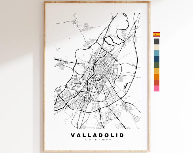 Valladolid Map Print - City Map Poster - Map Art - Map Wall Art - Spain City Maps - Valladolid Print - Poster - Minimalist City Map