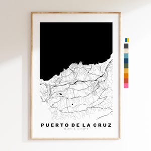 Puerto de la Cruz Plan de la ville - impression de carte - art cartographique - impressions ou impressions encadrées