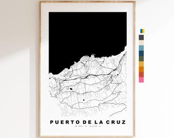 Puerto de la Cruz Map Print - City Map Poster - Tenerife - Map Wall Art - Spain City Maps - Print - Puerto de la Cruz - Minimalist City Map