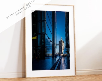 Modern London Print - London Photography Print - Fine Art Photography - London Print - Poster - Wall Art - Tower Bridge - Shard - Blue