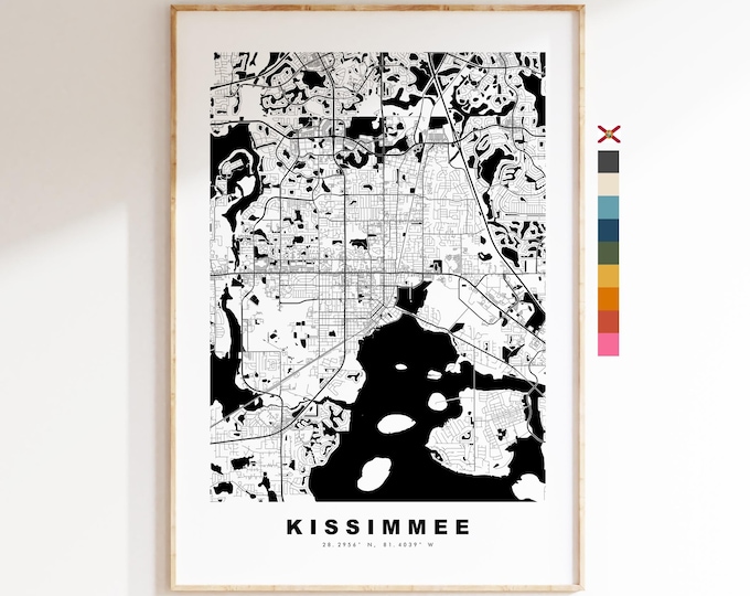 Kissimmee Map Print - City Map Poster - Map Art - USA City Maps - Kissimmee Print - Kissimmee Poster - Minimalist City Map - Florida