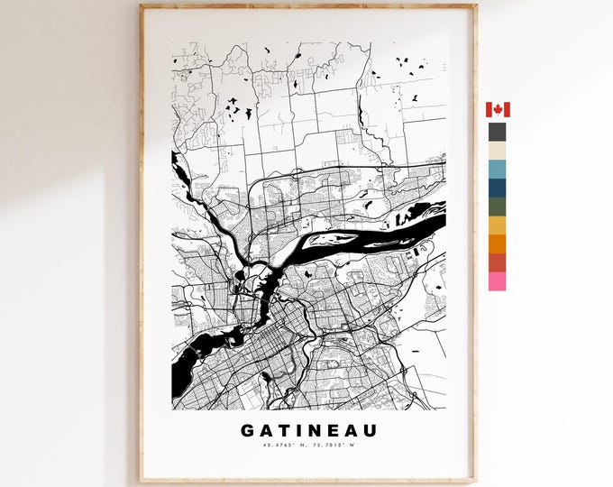 Gatineau Map Print - City Map Poster - Map Art - Map Wall Art - Canada City Maps - Gatineau Print - Gatineau Poster - Minimalist City Map