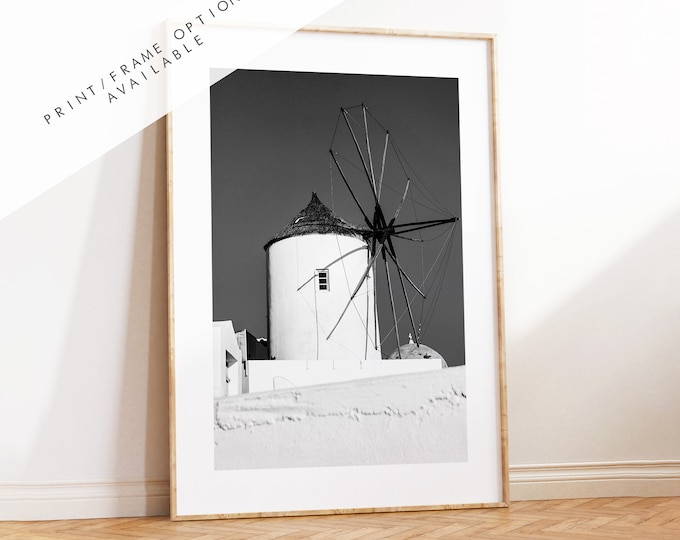 Santorini Black and White Photography Print - Greece - Print - Poster - Santorini Photography - Greece Wall Art - Santorini - Monochrome