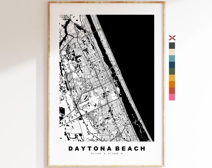 Daytona Beach Map Print - City Map Poster - Map Art - USA City Maps - Daytona Beach Print - Poster - Minimalist City Map - Florida
