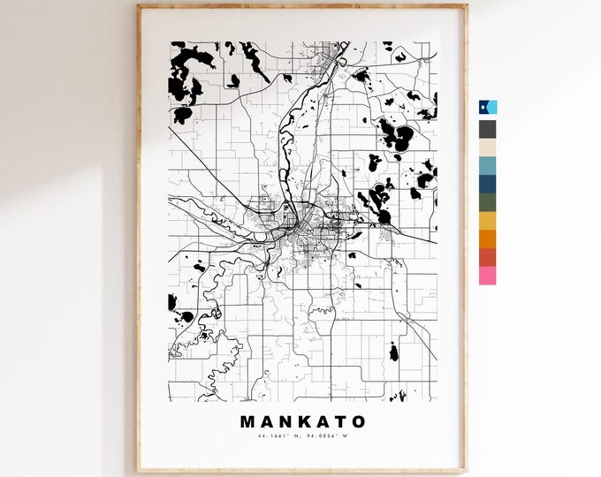 Mankato Map Print - City Map Poster - Map Art - USA City Maps - Mankato Print - Mankato Poster - Minimalist City Map - Minnesota