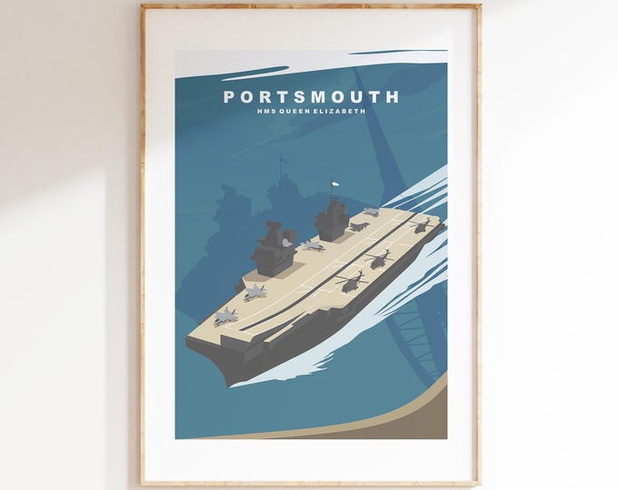 HMS Queen Elizabeth - Portsmouth Travel Poster - Wall Art Print - Southsea and Portsmouth Travel Posters - Prints or Framed Prints
