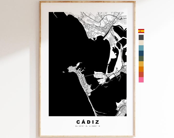 Cadiz Map Print - City Map Poster - Map Art - Map Wall Art - Spain City Maps - Cadiz Print - Cadiz Poster - Minimalist City Map