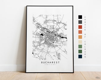 Bucharest Map Print - City Map Poster - Map Art - Map Wall Art - Romania City Map - Bucharest Print - Bucharest Poster - Wall Art - Europe