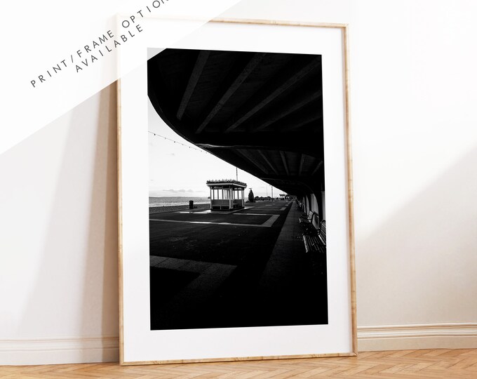 Southsea Shelters - Photography Print - Portsmouth and Southsea Prints - Wall Art -  Frame and Canvas Options - Portrait - BW