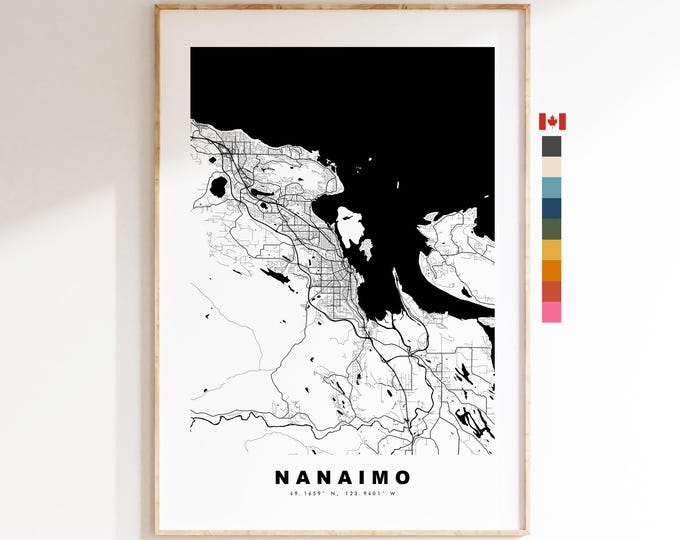 Nanaimo Map Print - City Map Poster - Map Art - Map Wall Art - Canada City Maps - Nanaimo Print - Nanaimo Poster - Minimalist City Map
