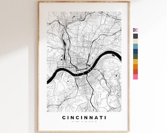 Cincinnati Map Print - City Map Poster - Map Art - USA City Maps - Cincinnati Print - Cincinnati Poster - Minimalist City Map - Ohio