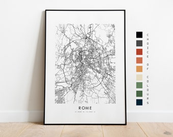 Rome Map Print - City Map Poster - Map Art - Map Wall Art - Italy City Map - Rome Print - Rome Poster - Wall Art - Map - Minimalist - Europe