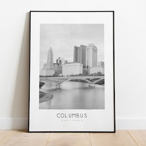 Columbus City Poster Print - Black and White Minimalist City Print - Coordinates - Columbus Poster - Columbus Art Print -  Columbus USA