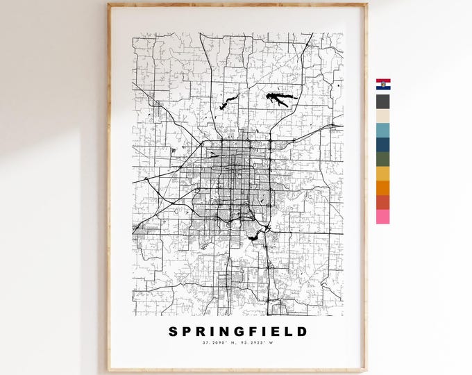 Springfield Map Print (Missouri) - City Map Poster - Map Art - USA City Maps - Springfield Print - Poster - Minimalist City Map - Missouri