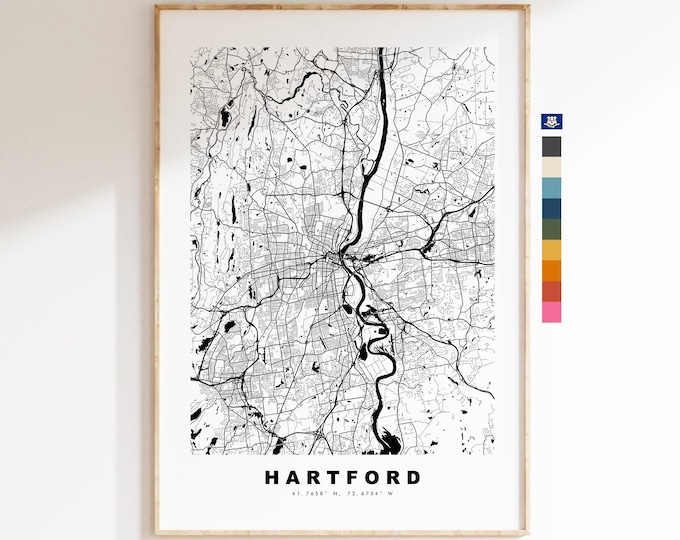 Stamford Map Print - City Map Poster - Map Art - USA City Maps - Stamford Print - Stamford Poster - Minimalist City Map - Connecticut