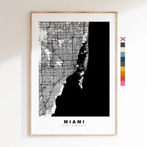 Miami Stadsplattegrond Print - kaartprint - kaartkunst - prints of ingelijste prints - minimalistisch - Verenigde Staten