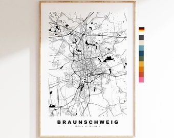 Braunschweig Map Print - City Map Poster - Map Wall Art - Germany City Maps - Braunschweig Print - Braunschweig Poster - Minimalist City Map