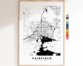 Fairfield Map Print - City Map Poster - Map Art - USA City Maps - Fairfield Print - Fairfield Poster - Minimalist City Map - California