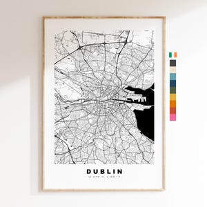 Dublin impression de carte - Carte de la ville minimaliste - Map Wall Art - Impressions ou impressions encadrées - Irlande