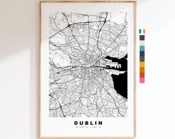 Dublin Map Print - City Map Poster - Map Art - Ireland City Maps - Dublin Print - Dublin Poster - Minimalist City Map - Baile Átha Cliath