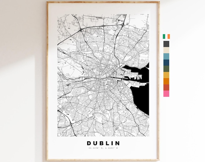 Dublin Map Print - City Map Poster - Map Art - Ireland City Maps - Dublin Print - Dublin Poster - Minimalist City Map - Baile Átha Cliath