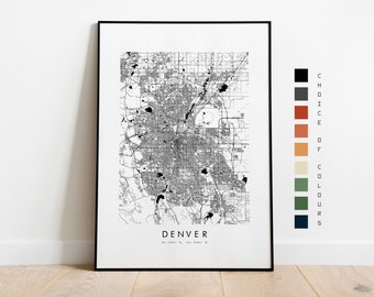 Denver Map Print - City Map Poster - Map Art - Map Wall Art - USA City Map - Denver Print - Denver Poster - Wall Art - Map - Minimalist