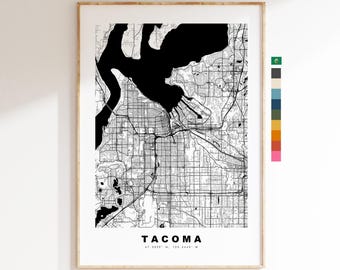Tacoma Map Print - City Map Poster - Map Art - USA City Maps - Tacoma Print - Tacoma Poster - Minimalist City Map - Washington