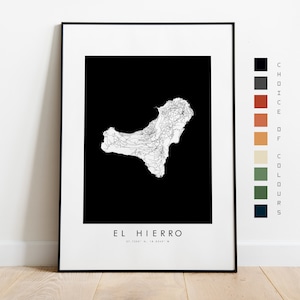 El Hierro Karte Print - Kanarische Inseln Karte Poster - Kartenkunst - Karte Wandkunst - El Hierro Stadtplan - Print - Poster - Wandkunst - Karte - Geschenk
