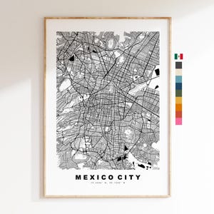 Cidade do México Impressão de mapa da cidade - impressão de mapa - arte de mapa - impressões ou impressões emolduradas - México