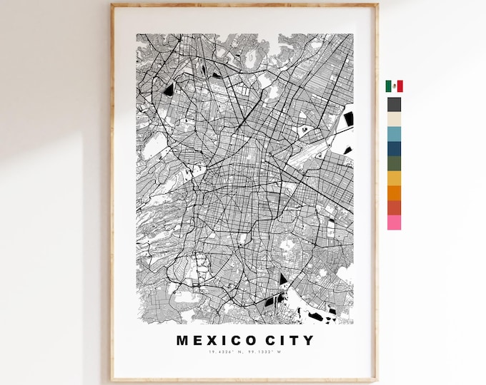 Mexico City Map Print - City Map Poster - Map Art - Map Wall Art - Mexico City Maps - Mexico City Print - Poster - Minimalist City Map