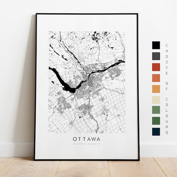 Ottawa Map Print - City Map Poster - Map Art - Map Wall Art - Canda City Map - Ottawa Print - Ottawa Poster - Wall Art - Map Print