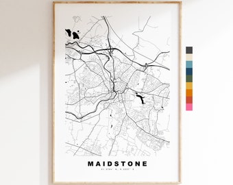 Maidstone Map Print - Minimalist City Map Poster - Map Wall Art - UK - Maidstone Print - Maidstone Poster - Different Colours Available