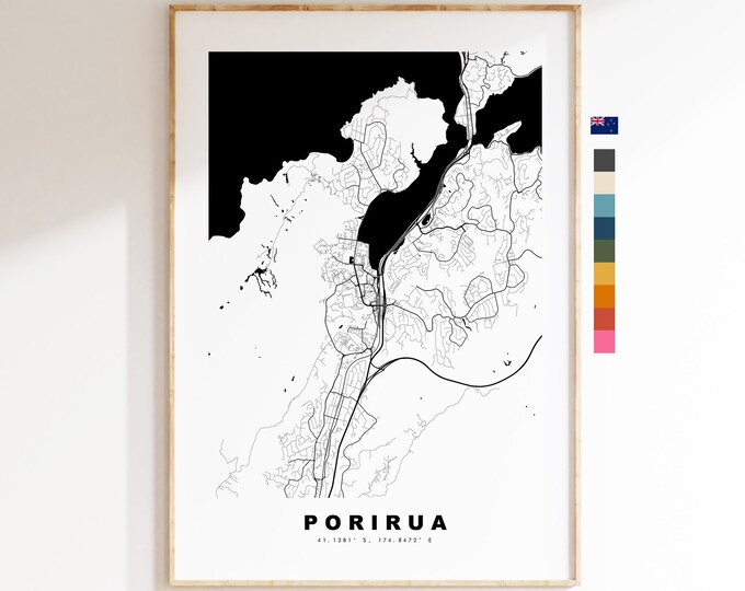 Porirua Map Print - City Map Poster - Map Wall Art - New Zealand City Maps - Porirua Print - Porirua Poster - Minimalist City Map