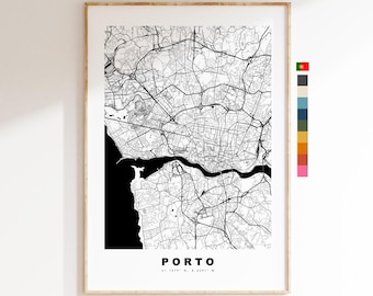 Porto Map Print - City Map Poster - Map Art - Map Wall Art - Portugal City Maps - Porto Print - Porto Poster - Minimalist City Map