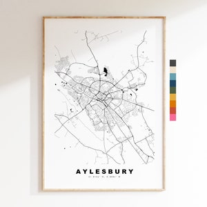 Aylesbury Map Print - Minimalist City Map Poster - Map Wall Art - UK - Aylesbury Print - Aylesbury Poster - Different Colours Available