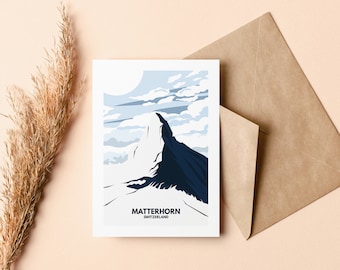 Matterhorn Greeting Card - Greeting Cards - Blank Inside - Illustration - Birthday - Anniversary - Mothers Day - Fathers Day - Alps
