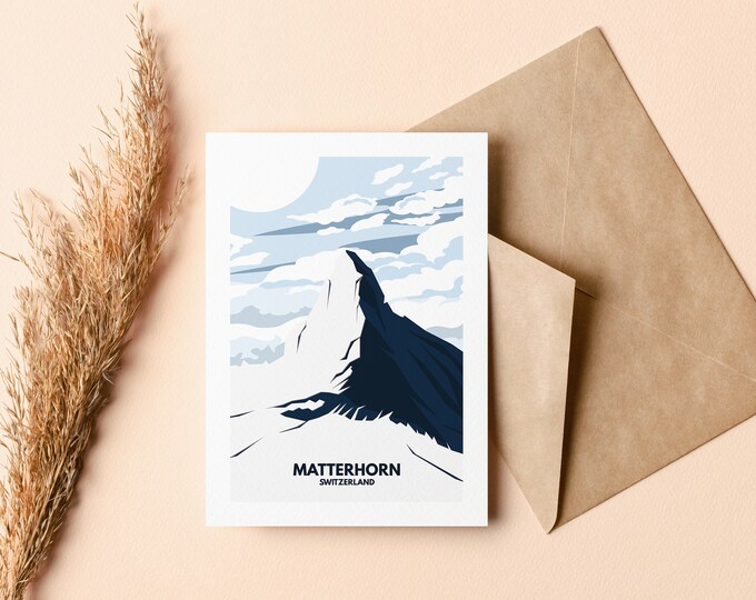 Matterhorn Greeting Card - Greeting Cards - Blank Inside - Illustration - Birthday - Anniversary - Mothers Day - Fathers Day - Alps