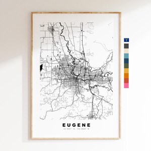 Eugene Map Print - City Map Poster - Map Art - USA City Maps - Eugene Print - Eugene Poster - Minimalist City Map - Oregon