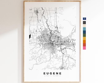 Eugene Map Print - City Map Poster - Map Art - USA City Maps - Eugene Print - Eugene Poster - Minimalist City Map - Oregon