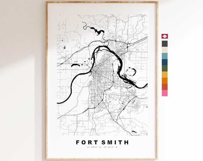 Fort Smith Map Print - City Map Poster - Map Art - USA City Maps - Fort Smith Print - Fort Smith Poster - Minimalist City Map - Arkansas